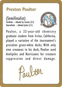 1996 Preston Poulter Biography Card