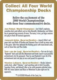 2000 World Championship Advertisement Card
