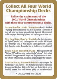 2002 World Championship Advertisement Card