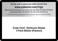 Code Card - Darkness Ablaze 3 Pack Blister [Flareon]