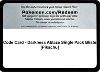 Code Card - Darkness Ablaze Single Pack Blister [Pikachu]