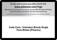 Code Card - Unbroken Bonds Single Pack Blister [Pikachu]