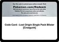 Code Card - Lost Origin Single Pack Blister [Croagunk]