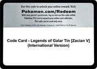 Code Card - Legends of Galar Tin [Zacian V] (International Version)