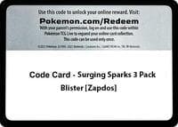 Code Card - Surging Sparks 3 Pack Blister [Zapdos]