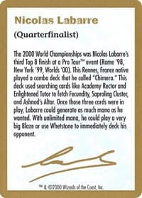 2000 Nicolas Labarre Biography Card