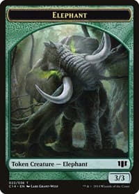 Elephant // Elf Warrior Double-Sided Token